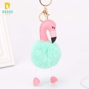 🆕Mint Aqua Flamingo Pom Puff Keychain Bag Charm🆕